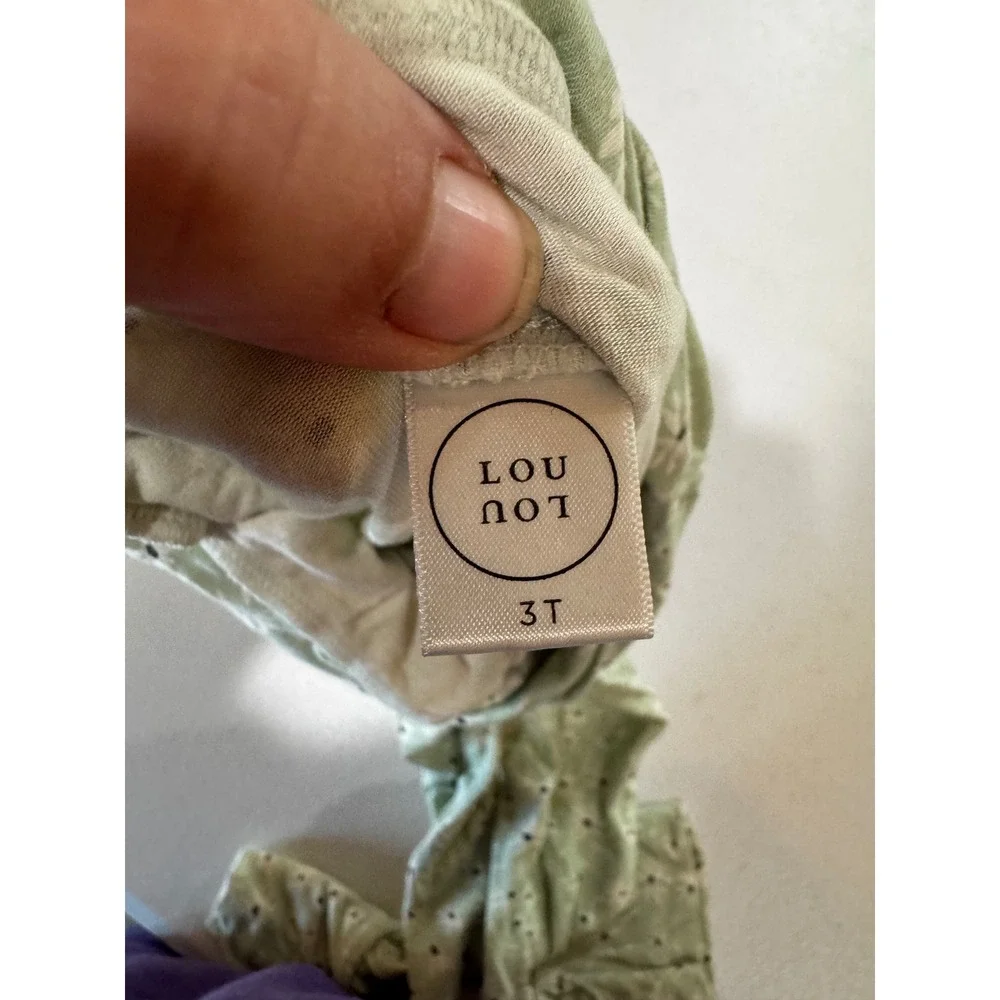 Lou Lou and Company Sage Green Floral Daisy Henley Pajama Set 3T